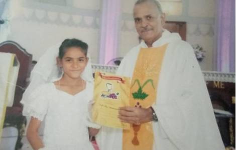 Fatima Arzoo the day of her first Holy Communion