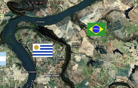 Frontières entre l'Argentine, le Paraguay, le Brés